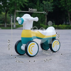 Bicicleta fara pedale, baloane de sapun, 4 roti, sunete, albastru
