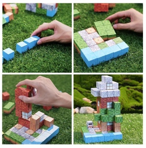Blocuri magnetice de constructie 3D tip Minecraft, 2 cm - 88 piese