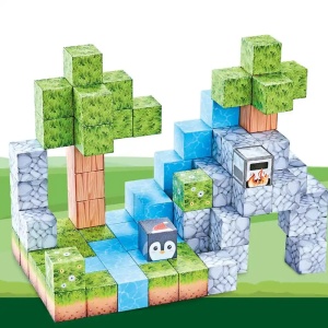 Blocuri magnetice de constructie 3D tip Minecraft, 2.5 cm - 78 piese