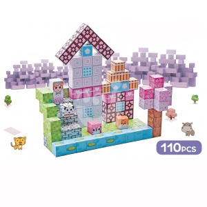 Blocuri magnetice de constructie 3D tip Minecraft, 2 cm - 110 piese - Printese