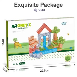Blocuri magnetice de constructie 3D tip Minecraft, 2 cm - 119 piese