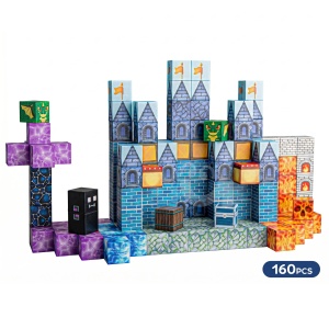Blocuri magnetice de constructie 3D tip Minecraft, 2 cm - 160 piese - Halloween