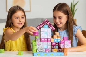 Blocuri magnetice de constructie 3D tip Minecraft, 2 cm - 239 piese - Printese - Img 5