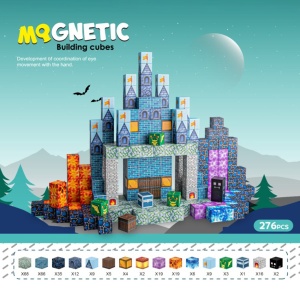 Blocuri magnetice de constructie 3D tip Minecraft, 2 cm - 276 piese - Halloween - Img 4