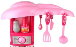 Bucatarie de jucarie cu 31 accesorii incluse, sunete si lumini, Pink Chef, Roz