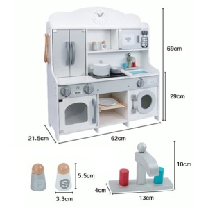 Bucatarie pentru copii din lemn MDF, masina de spalat, cuptor cu microunde si accesorii incluse