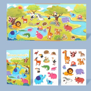 Carte educativa cu stickere reutilizabile - Safari