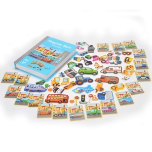Carte magnetica puzzle pentru copii – Vehicule in trafic