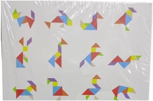 Carte magnetica puzzle Tangram 7 piese mari, 96 modele, Alb