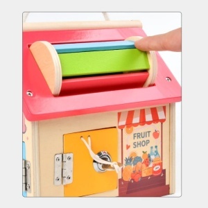 Casuta educativa din lemn 8 in 1 cu activitati Montessori - Tambur
