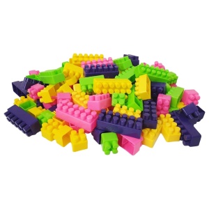 Cuburi de construit tip lego din plastic, saculet depozitare, 140 piese