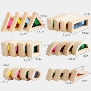 Cuburi senzoriale de construit, Kaleidoscop, lemn, 24 piese