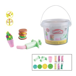 Galetusa cu plastilina si 6 accesorii, Color Clay