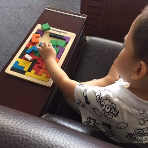 Joc educativ puzzle tetris din lemn, 40 piese