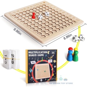 Joc educativ din lemn tabla inmultirii cu cartonase