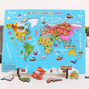 Joc educativ din lemn tip puzzle, Harta lumii