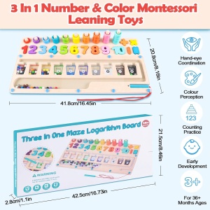 Joc educativ logaritmic 3 in 1, labirint, asociere culori si numere 