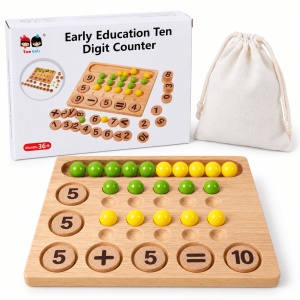 Joc matematic Montessori din lemn, cu 35 de jetoane si 20 de bilute colorate
