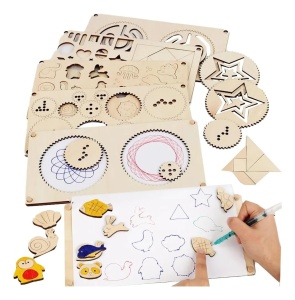 Joc Montessori si sabloane din lemn pentru desen
