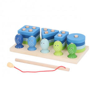 Joc multifunctional de sortare forme din lemn si pescuit, 23 piese