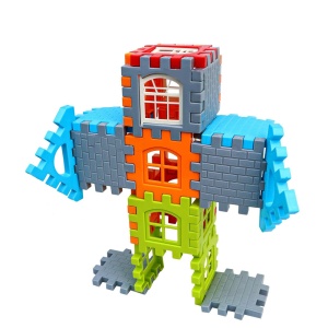 Joc STEM de constructie si inginerie 2D si 3D din ABS, cutie depozitare, 186 piese