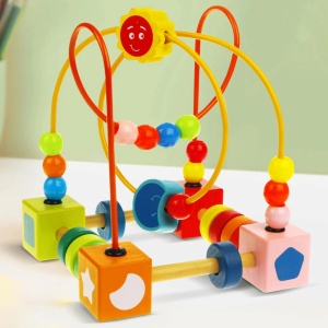 Jucarie din lemn labirint motricitate cu abac, Colourful Maze