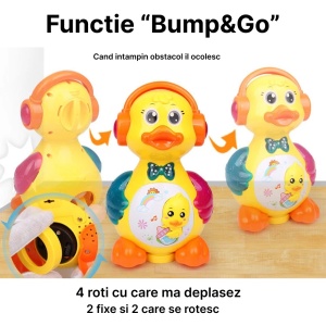 Jucarie interactiva dansatoare cu oua, muzica, lumini si miscari, Ratusca