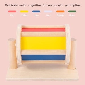 Jucarie Montessori din Lemn, Tambur rotativ, Colorat