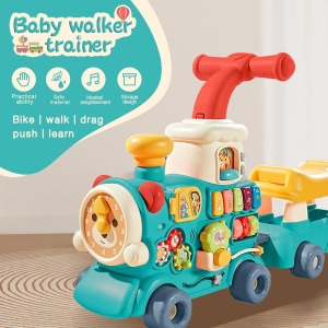 Antepremergator multifunctional 5 in 1 cu vagon scaunel - Locomotiva - Albastru
