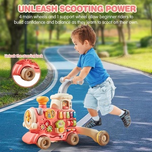 Locomotiva cu abur – Antepremergator multifunctional 5 in 1 cu vagon si scaunel - Roz