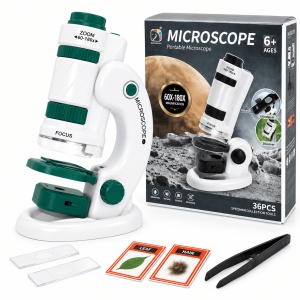 Microscop 2 in 1 pentru copii, portabil, marire 60–180x