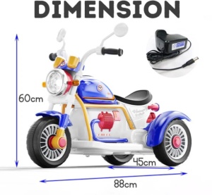 Motocicleta electrica pentru copii cu 3 roti, lumini LED, muzica, Bluetooth si USB, 6V, albastru - Img 9