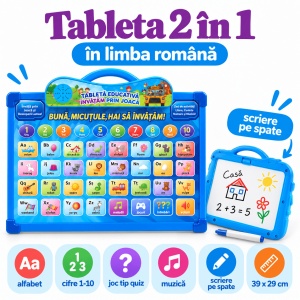 Pachet educativ cu tableta 2 in 1 in limba romana si cititor de carduri bilingv – Litere, cuvinte si scriere - Img 5