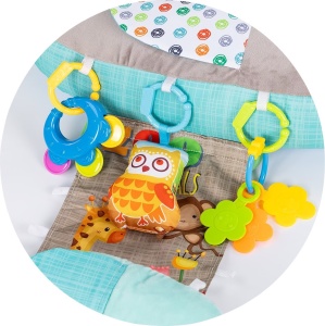 Perna multifunctionala 5 in 1 pentru bebelusi, cu jucarii senzoriale, pentru tummy time, alaptare si sprijin in sezut, albastru - Img 7