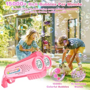 Pistol dublu de facut baloane de sapun - Roz