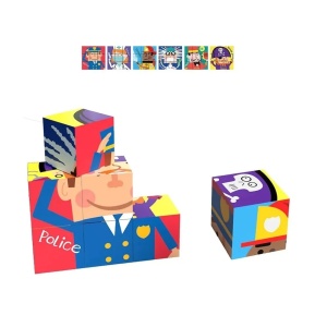 Puzzle educativ din cuburi 6 in 1, Meserii