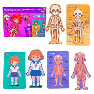 Puzzle Educativ in Limba Romana si Engleza cu 30 piese, Anatomia Corpului Uman, Fetita