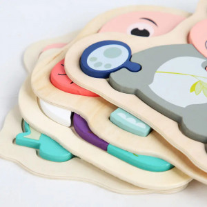 Set 3 puzzle pastel cu piese mari, model aleatoriu, Animalute