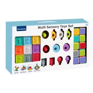 Set 32 piese senzoriale de constructie, interconectabile, Melody
