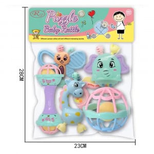 Set 6 jucarii zornaitoare din silicon cu forme si texturi diferite, pastel
