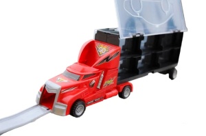Set camion cu rampa si 6 masinute metalice - Img 2