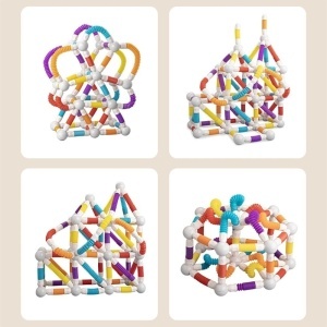 Set constructie magnetic flexibil 3D STEM cu tuburi si bile – 36 piese