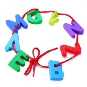 Set de constructie educational si snuruit, 80 piese, Alfabet