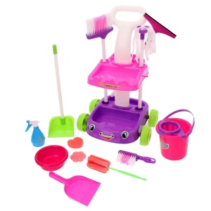 Set de curatenie tip carucior cu 14 piese pentru copii 