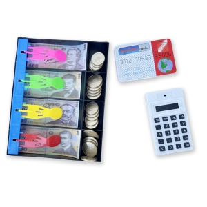 Set de joaca educatie financiara cu specimen bancnote si monede RON