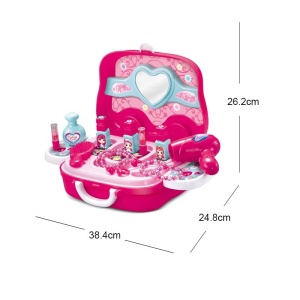 Set de joaca pentru fete, valiza oglida, bijuterii, feohn si accesorii
