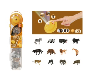 Set educativ cu figurine si proiector pentru copii - Animale salbatice