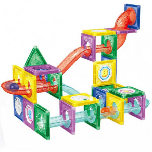 Set educativ de constructie cu piese magnetice, Magna Blocks, 78 piese