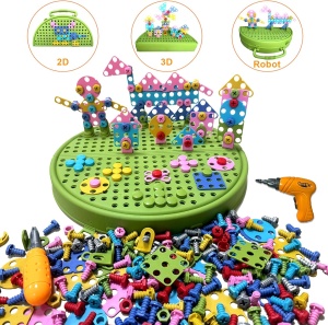 Set jucarii de constructie cu bormasina, 211 piese, Dinozaur
