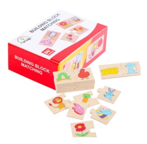 Set puzzle de asociere din lemn, Hrana Animalelor